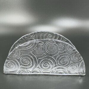 Vintage Clear Fantasia Glass Napkin Holder Glass Swirl Container Glassware Decor